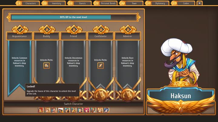 In order to unlock better stuff at, for example, Haksun, you need to upgrade his quarters and improve your mutual relations. - City and building mechanics - City Management - Regalia: Of Man and Monarchs Game Guide