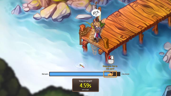 You have to keep the fish icon in the indicated area for a couple seconds. - Fishing - City Management - Regalia: Of Man and Monarchs Game Guide