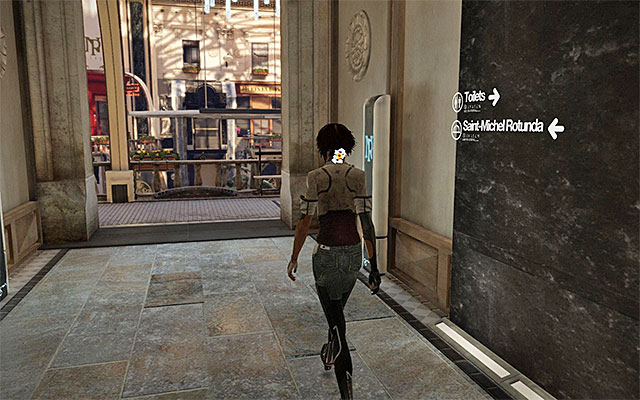 Grab onto the ledge above and shimmy to your left so that you return to the vertical white pipe - Reach St. Michael's rotunda - Episode 2 - Remember Me - Game Guide and Walkthrough