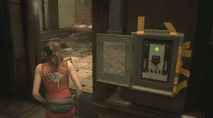 Go through the western door on the ground floor - this is the only path. - Collect 3 medallions task | Police station in Resident Evil 2 - Walkthrough - Resident Evil 2 Guide