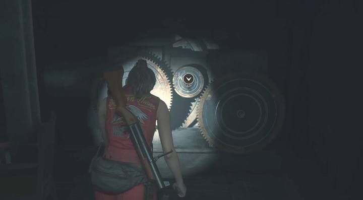 On the right from the entrance to the clock tower you will find the first mechanism - Obtaining the key card; Escaping the station | Police station in Resident Evil 2 - Claires path - Resident Evil 2 Guide