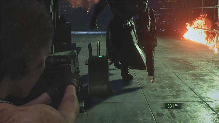 The second option is to shoot generators that can electrocute and stun Nemesis - Resident Evil 3: Demolition site walkthrough - Story walkthrough - Resident Evil 3 Guide