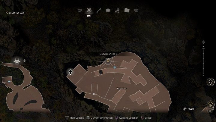 You will find the Hexagon Piece B in the Fish Farm location - the same one where you can find fuel for the motorboat - Resident Evil 4 Remake: Hexagon Pieces - Puzzle solutions - Resident Evil 4 Remake Guide