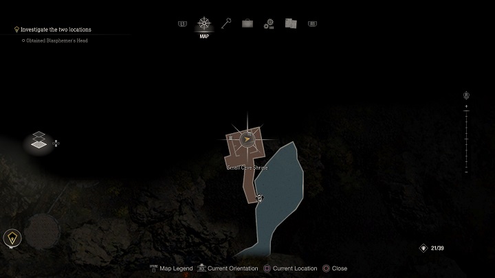 The last hexagon piece is located in the Small Cave Shrine location - where you get one of the items that unlocks the Church Key - Resident Evil 4 Remake: Hexagon Pieces - Puzzle solutions - Resident Evil 4 Remake Guide