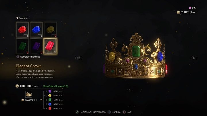 The Astute Appraiser bronze trophy involving selling an artifact worth at least 100,000 pesetas is associated with combining treasures - Resident Evil 4 Remake: Combining treasures - Basics - Resident Evil 4 Remake Guide