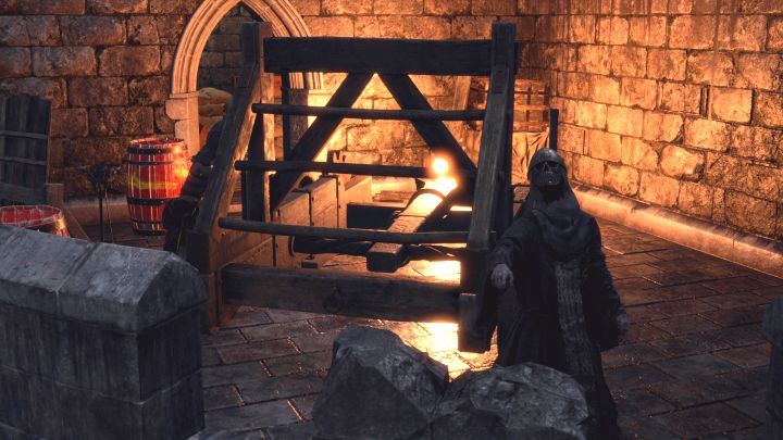 You have to destroy the catapults - use explosive red barrels - Resident Evil 4 Remake: How to destroy the catapults? - Campaign - Resident Evil 4 Remake Guide