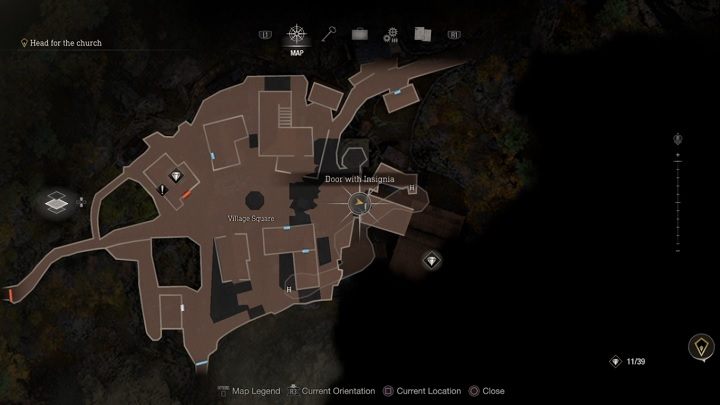 The second Door with Insignia is located in the Village Square - the same one where you had to fight off a large group of angry locals - Resident Evil 4 Remake: How to open Doors with Insignia? - Campaign - Resident Evil 4 Remake Guide