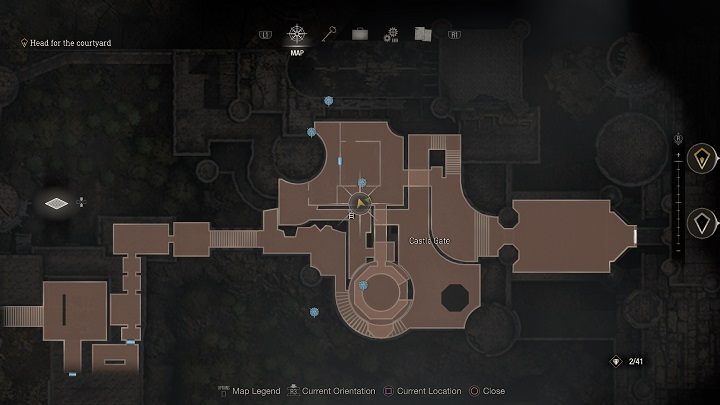 The fourth medallion is above the passage leading to the bridge to the cannon which you could previously use - Resident Evil 4 Remake: Destroy the Blue Medallions 3 - Blue Medallions - Resident Evil 4 Remake Guide