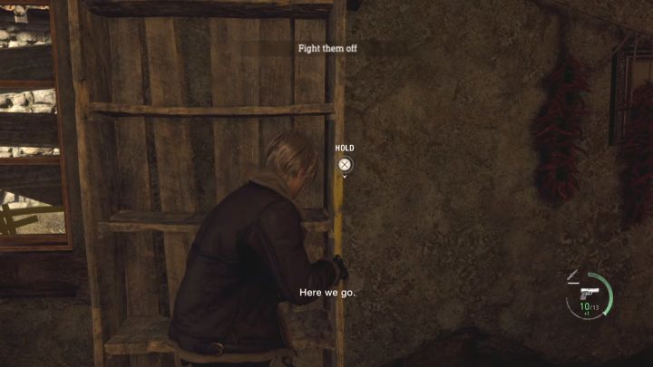 After watching the cut-scene, move the closet on the ground floor to barricade one of the shutters - Resident Evil 4 Remake: How to survive the Village battle? - Combat - Resident Evil 4 Remake Guide
