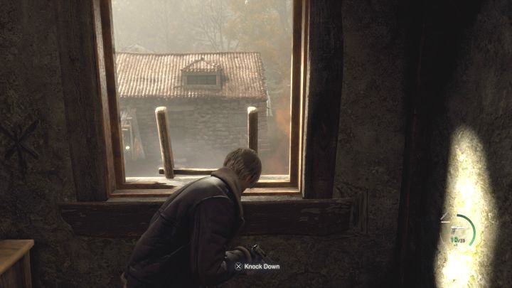 Head to the upper floor, turn 180 degrees and run straight - Resident Evil 4 Remake: How to survive the Village battle? - Combat - Resident Evil 4 Remake Guide