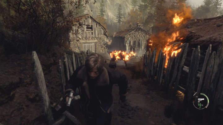 Another interesting place in the village is the cow shed - you can knock down a hanging oil lamp to cause a fire - Resident Evil 4 Remake: How to survive the Village battle? - Combat - Resident Evil 4 Remake Guide