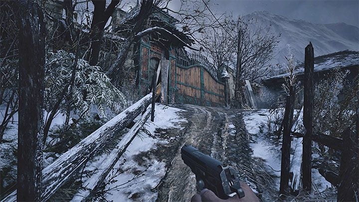 Your goal is to reach the front gate of Luiza's house - Resident Evil Village: Luizas House - walkthrough - Village - 1st visit - Resident Evil Village Guide