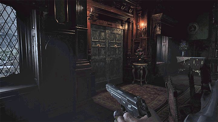 The door leading to the Courtyard is located in the recently explored Dining Room - Resident Evil Village: Exploring the Castle Chambers - walkthrough, solution - Dimitrescu Castle - Resident Evil Village Guide