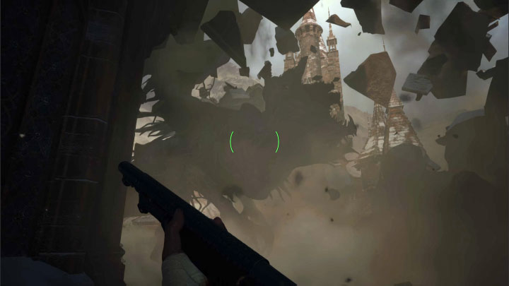 After each round of shots, retreat quickly, wait for the boss to arrive and then fire at Lady Dimitrescu - Resident Evil Village: Escape from the castle/Tower of Worship - walkthrough - Dimitrescu Castle - Resident Evil Village Guide