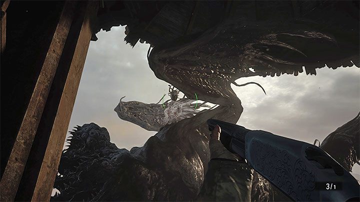 The beast will soon burst into the tower through the roof - Resident Evil Village: Escape from the castle/Tower of Worship - walkthrough - Dimitrescu Castle - Resident Evil Village Guide