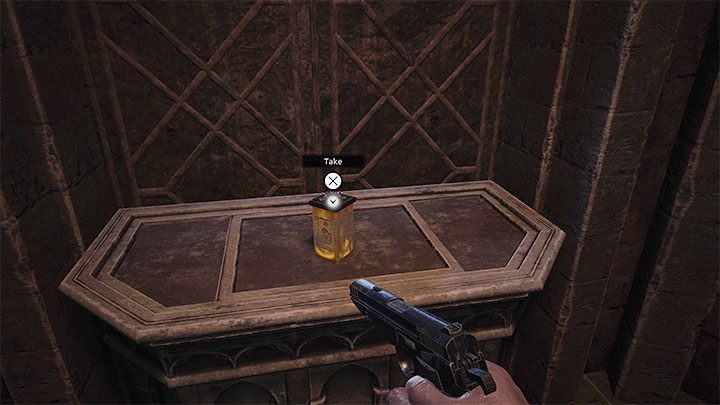 Inside the room where the fight took place, you will find a Dirty Flask - the first of four new quest items - Resident Evil Village: Escape from the castle/Tower of Worship - walkthrough - Dimitrescu Castle - Resident Evil Village Guide