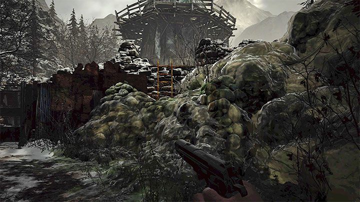 An example of a Slimy Substance Barrier is shown in the attached image - Resident Evil Village: Slimy Substance Barrier - how to destroy? - FAQ - Resident Evil Village Guide