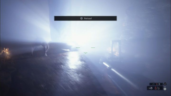 Flashbangs, which can be fired by a grenade launcher, are very helpful in battle - Resident Evil Village: Fighting Urias, returning to the village - walkthrough - Stronghold - Resident Evil Village Guide