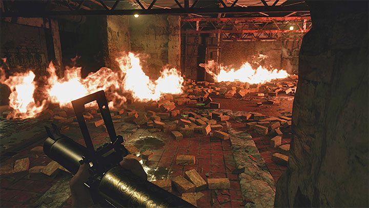 Once the boss takes more damage, flames will appear to signal severe overheating, which is counterintuitively bad news, as Prototype Sturm will gain new attacks - Resident Evil Village: Defeating Prototype Sturm and Heisenberg - walkthrough - Factory - Resident Evil Village Guide