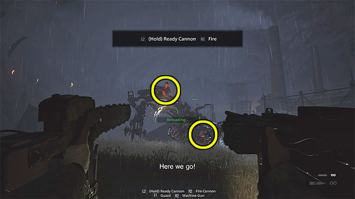 Target the red areas on the boss's armor - these are his weak points - Resident Evil Village: Defeating Prototype Sturm and Heisenberg - walkthrough - Factory - Resident Evil Village Guide