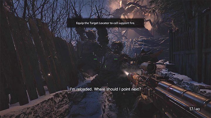 You have to defend yourself as you're waiting for the Target Locator to load - Resident Evil Village: Burning Village - walkthrough - Final - Resident Evil Village Guide