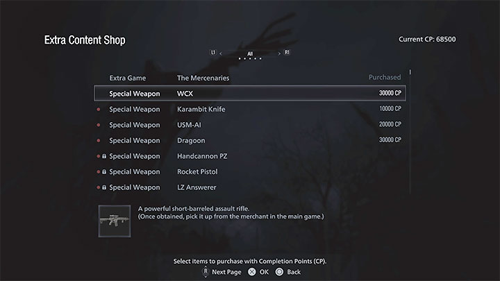 Extra tip - In addition to purchasing Infinite Ammo, you should also be interested in the option to purchase new weapons in the Extra Content Shop - Resident Evil Village: Cheats - are they available? - Appendix - Resident Evil Village Guide