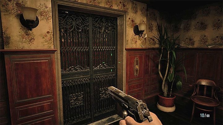 There is an elevator behind the door and by using it, you will reach the Beneviento House adjacent to the waterfall - Resident Evil Village: Reaching the House Beneviento - walkthrough - Beneviento House - Resident Evil Village Guide