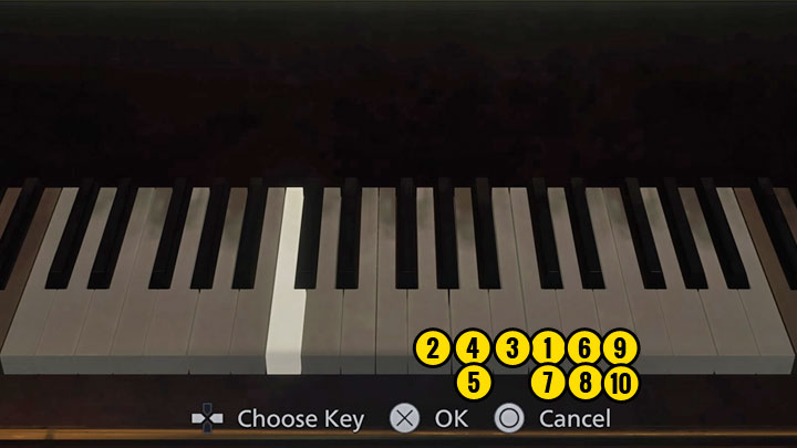 The correct order of key presses is shown in the image above - Resident Evil Village: Piano Puzzle - Opera Hall - Puzzle solutions - Resident Evil Village Guide