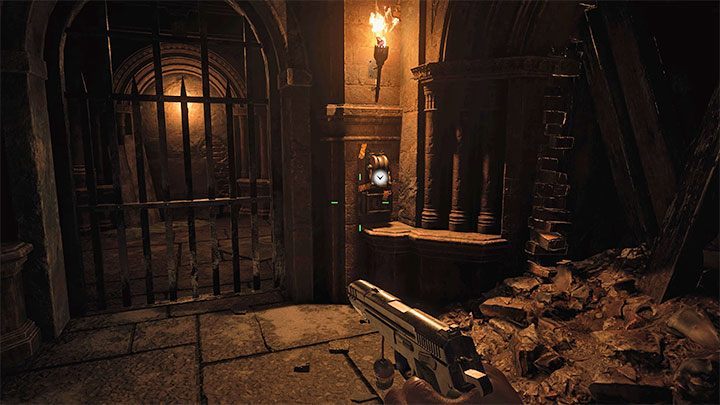 The first walk through the Dungeon does not feature any exciting moments, but the situation will change once you reach the second lever shown in the picture - Resident Evil Village: Lady Dimitrescu, 1 fight - boss, how to win? - Bosses - Resident Evil Village Guide