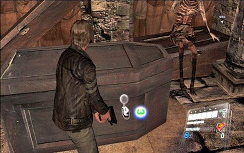 Run forward, destroying vases and opening closed coffins - Chapter 3 - The Catacombs | Leons campaign - Leons campaign - Resident Evil 6 Game Guide