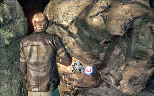 After getting to the other side, along with your companion push the nearby stone - Chapter 3 - The Center of the Earth | Leons campaign - Leons campaign - Resident Evil 6 Game Guide