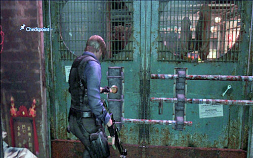 Now you have to go back to the triple lock and unlock it - Chapter 4 - The Outdoor Market | Leons campaign - Leons campaign - Resident Evil 6 Game Guide