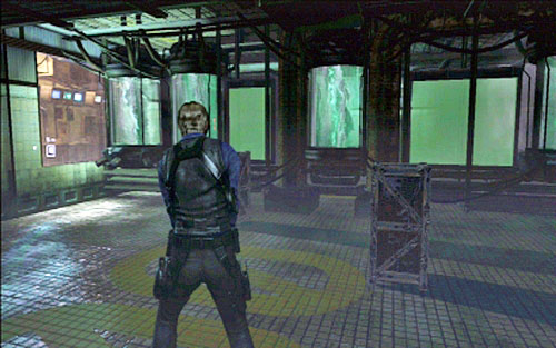 Keep running forwards and opening doors until you reach a room with large water containers - Chapter 4 - The Laboratory | Leons campaign - Leons campaign - Resident Evil 6 Game Guide