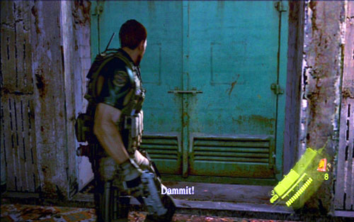 The way will lead you to large green door, which is unfortunately locked - Chapter 1 - The Shootout on The Rooftop | Chriss campaign - Chriss campaign - Resident Evil 6 Game Guide