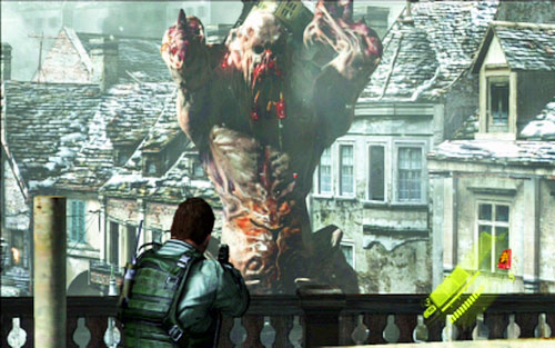 Before you open it, a giant mutant appears which starts walking along the street - Chapter 2 - Assault on The City | Chriss campaign - Chriss campaign - Resident Evil 6 Game Guide