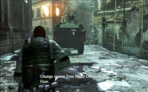 When the beast finally escapes, run forwards after your companions vehicle - Chapter 2 - Assault on The City | Chriss campaign - Chriss campaign - Resident Evil 6 Game Guide