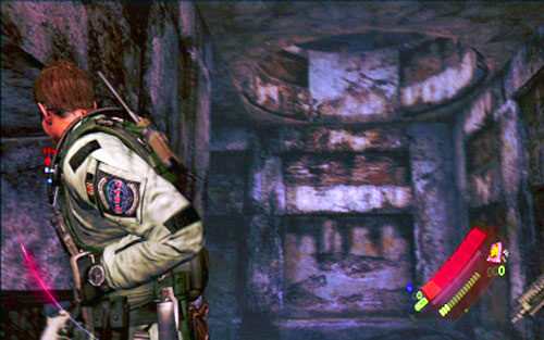 Move forwards but watch out for round holes in the ceiling - Chapter 2 - Gun Turrets | Chriss campaign - Chriss campaign - Resident Evil 6 Game Guide