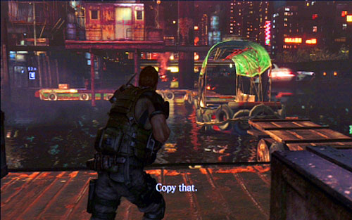 After the fight move to boats and jump between them do get to the indicated gate - Chapter 3 - The Harbor | Chriss campaign - Chriss campaign - Resident Evil 6 Game Guide