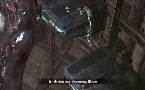 When you reach the high platform, help your partner to climb it and then use his help to get there (B) - Chapter 5 - The Final Battle | Chriss campaign - Chriss campaign - Resident Evil 6 Game Guide