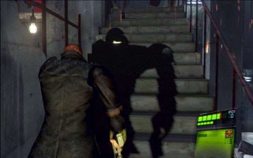 Use the same method with a barrel located next to the stairs (roughly in the middle of the room) - Chapter 1 - Encountering Ustanak | Jakes campaign - Jakes campaign - Resident Evil 6 Game Guide