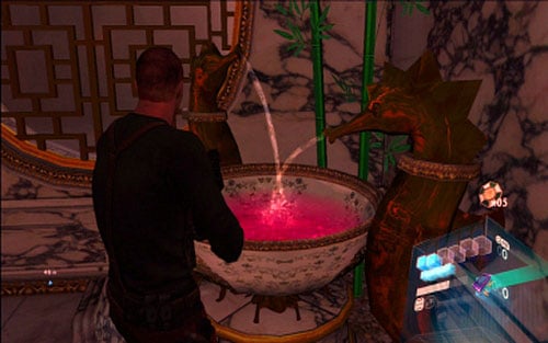 Along the way youll find a small fountain with a coin hidden inside - Chapter 3 - The Buddha Statue | Jakes campaign - Jakes campaign - Resident Evil 6 Game Guide