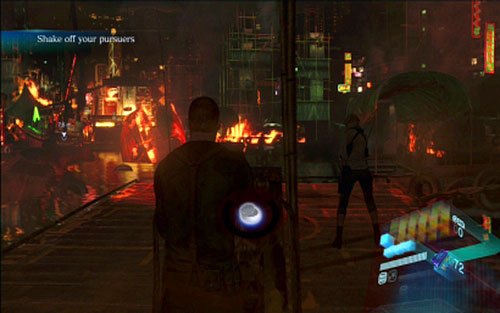 Steer it by following on screen commands until you get attacked again by the creature with chain-saw - Chapter 4 - The City Rafting | Jakes campaign - Jakes campaign - Resident Evil 6 Game Guide