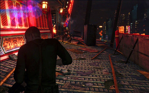 Kill him by running around the location and not letting him to get closer - Chapter 4 - The City Rafting | Jakes campaign - Jakes campaign - Resident Evil 6 Game Guide