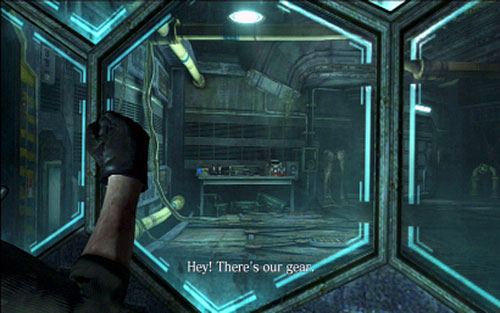 When the stage begins, look through the window next to the door, to find weapons inside the adjacent room - Chapter 5 - Escaping The Prison | Jakes campaign - Jakes campaign - Resident Evil 6 Game Guide