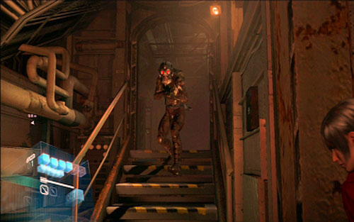 The next enemy stands around the second corner - Chapter 1 - Submarine Stealth | Adas campaign - Adas campaign - Resident Evil 6 Game Guide