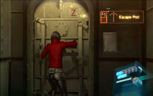 After landing on collapsing pipes, run forwards until you reach the elevator shaft - Chapter 1 - Ship Corridors | Adas campaign - Adas campaign - Resident Evil 6 Game Guide