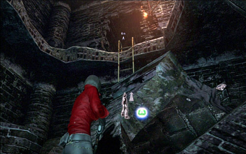 When you place the item in a proper place, stand next to the slipped ladder and use the zipline to get to the upper level - Chapter 2 - Last Fragment of The Key | Adas campaign - Adas campaign - Resident Evil 6 Game Guide