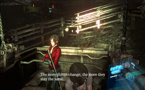 After defeating the mutant, jump onto the nearby platform - Chapter 2 - Fighting Deborah | Adas campaign - Adas campaign - Resident Evil 6 Game Guide