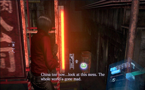 Once you get up, jump to another scaffolding and then climb up the ladder on the right - Chapter 3 - Chainsaw Mutant | Adas campaign - Adas campaign - Resident Evil 6 Game Guide