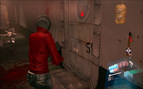 On the other side youll find the corridor - go forwards, until youll see a cabin door on the right - Chapter 4 - Three Fragments of Code | Adas campaign - Adas campaign - Resident Evil 6 Game Guide